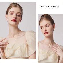 Star Shape Faux Pearl Decor Stainless Steel Necklace, Suitable For Daily Wear/Gifts/Best Friends/Anniversary/Wife/Girlfriend/Valentine's Day,Mom,Mother,Mother's Day,Gift - Star - 查看 4