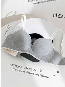 两件套小胸女生内衣聚拢显大胸无钢圈侧分防下垂运动款无痕字母文胸 - 彩色 - 查看 4