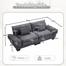 A Modern And Simple Double Sofa With A Feather Bed That Has Enough Cushioning, Cozy Yet Spacious In The Living Room/Bedroom/Office, Light Grey. - Dark Gray + Velvet + 2 Seat + Foam - View 7