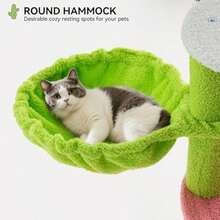 YITAHOME Tall Cat Tree Tower With Self-Grooming Brush, 60in Cute Cat Climbing Tower For Indoor Cats With Cat Condo, Top Perch, Basktet, Sisal Scratching Posts And Board, Dangling,Ball(Light Cactus 36 In Height) - Nhiều màu - Xem 6