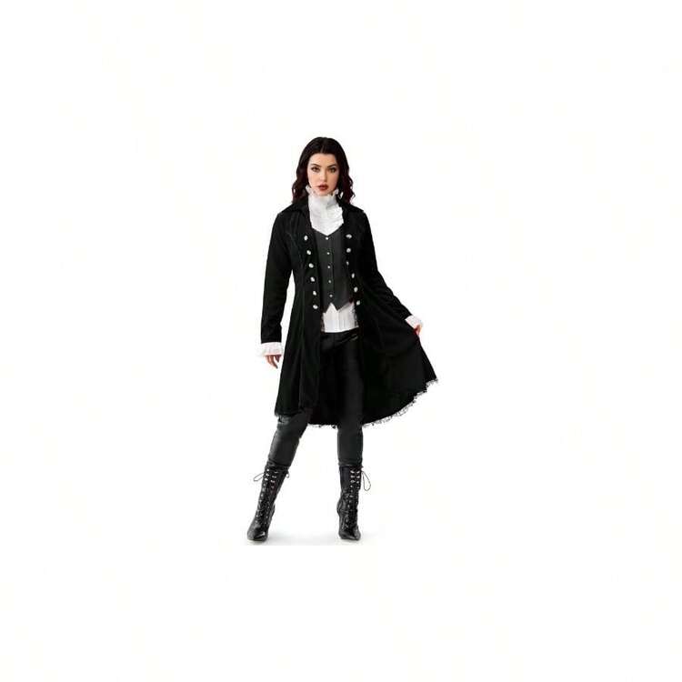 Halloween Womenu2019s Steampunk Costume, Victorian Tailcoat Gothic Coat Cosplay Parties - Medium + Black - View 3