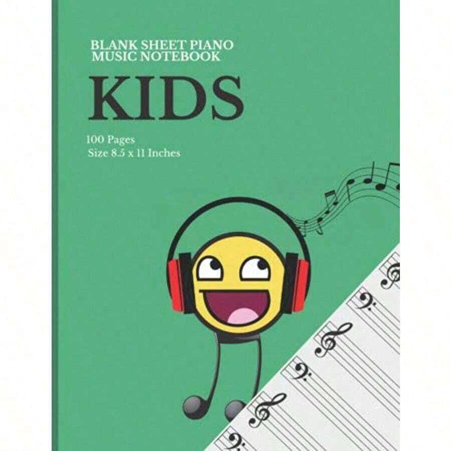 Blank Sheet Piano Music Notebook for : Music Blank Sheet Paper Notebook For - 6 Wide Staves Per Page 8.5 x11 100 Pages - como en la foto - Ver 1