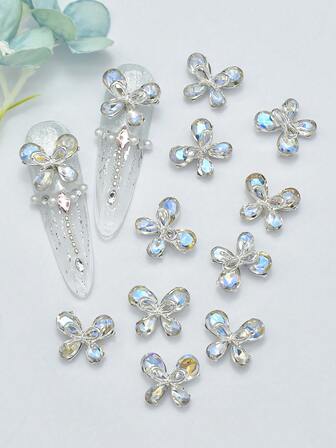 5PCS Moonlight Butterfly Nail ArtCharms,Japanese Sweet & Fresh Style3D Butterfly Nail Art Supplies, DlY NailAccessories, Nail Decorations