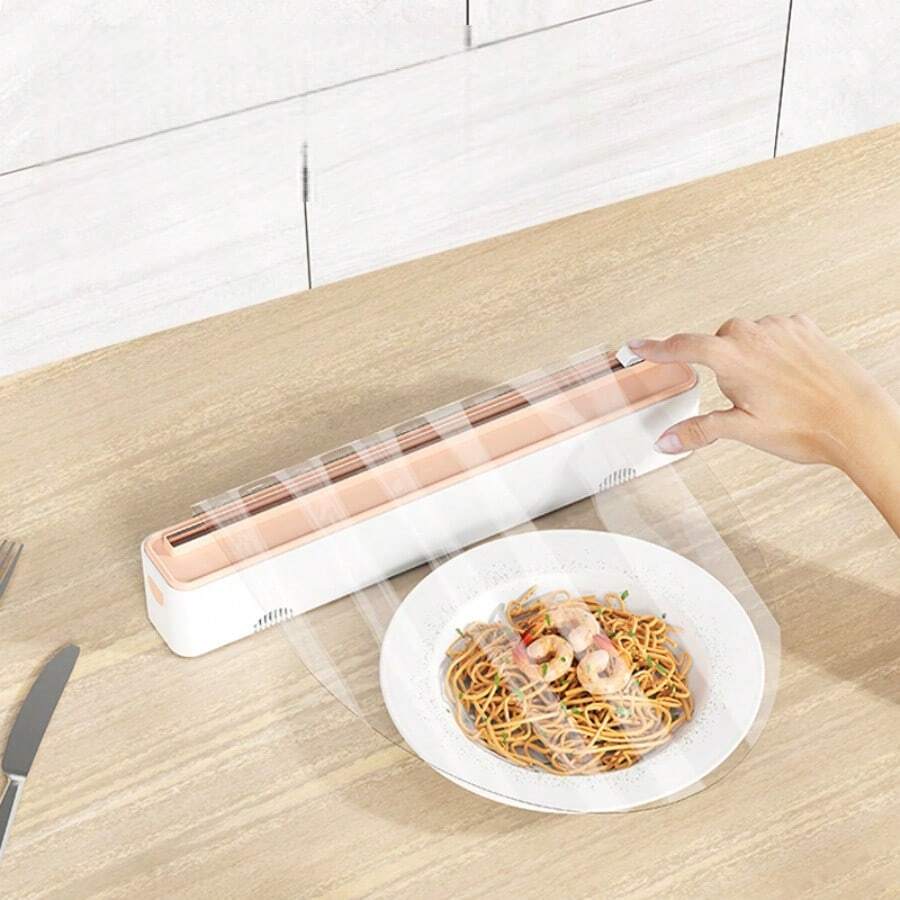 Cling Wrap Dispenser With Sliding Cutter - Kitchen Storage Box, Mountable On Fridge, Suitable For Home And Commercial Use, Cutting Box, Stable Storage, Practical Tool, Kitchen Supplies