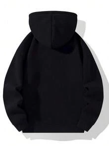 (Autunno/Inverno) Set tuta da uomo, composto da felpa con cappuccio e mezza chiusura lampo, coulisse in vita, pantaloni 3/4 tinta unita. Completo sportivo alla moda, felpa con cappuccio adatta per corsa, allenamento, stile casual boyfriend. Outfit comodo.