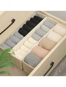 Underwear & Socks Compartment Storage Box, Storage Bag, Linen Fabric Storage Box, Can Be Placed In Wardrobe Drawers, Space-Saving, Compact & Practical