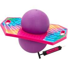 Pogo - Pelota de truco para niños, tabla de rebote de truco para niños y niñas a partir de 6 años, hasta 160 libras, incluye bomba, asa fácil de llevar, cubierta de plástico duradera para interiores y exteriores (teñido anudado),26995472 - Marrón Chocolate - Ver 1