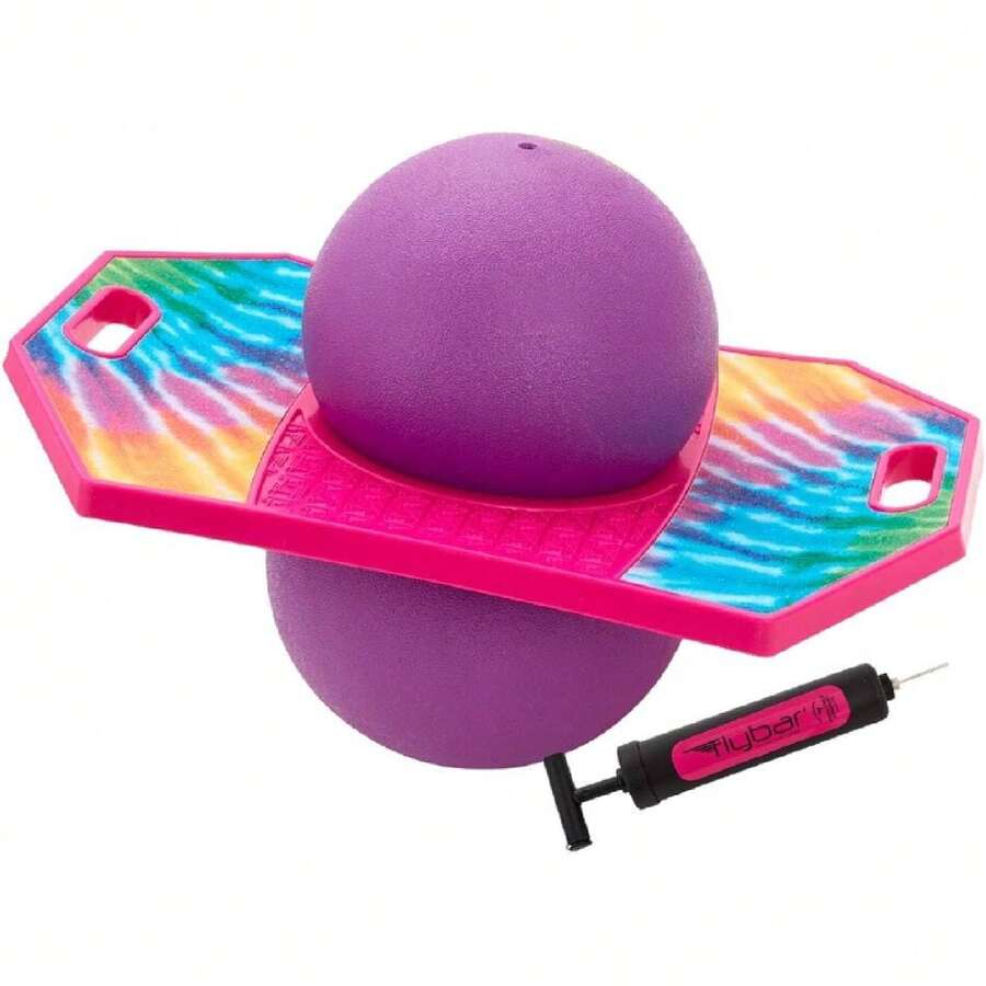 Pogo - Pelota de truco para niños, tabla de rebote de truco para niños y niñas a partir de 6 años, hasta 160 libras, incluye bomba, asa fácil de llevar, cubierta de plástico duradera para interiores y exteriores (teñido anudado),26995472 - Marrón Chocolate - Ver 1