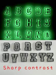26pcs Glow-In-The-Dark Letter Series Shoe Charms, Suitable For Slippers & Sandals, PVC Shoe Decoration Accessories, Unisex, Christmas, Birthday, Party Gifts - Luminous - View 10