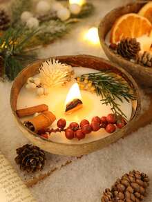 2支/1支新款椰子碗香氛蜡烛，创意造型蜡烛，石膏干花香氛蜡烛，家居卧室氛围营造，派对蜡烛装饰，家居蜡烛，DIY蜡烛，圣诞礼物，婚礼装饰，情人节礼物，装饰蜡烛，闺蜜礼物，女士礼物，家居装饰蜡烛，冬季礼物，香薰蜡烛，蜡烛（2支装橙香肉桂味），橙香茴香，柠檬新品，橙香桂花香