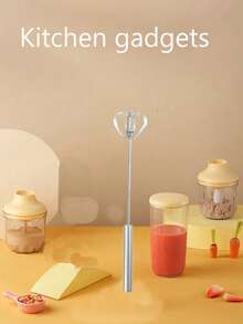 1 Semi-Automatic Rotary Whisk, Stainless Steel Whisk, Kitchen Tools, Hand Mixer, Household Baking Tools, Hand Mixer For Making Eggs With Cream, Pressure Mixer For Home - Whisk, Milk Jug, For Making Whisks, Easy To Use And Clean - High Quality Egg Mixer, Cooking Hand Mixer, Kitchen Baking Supplies - Multicolor - View 4