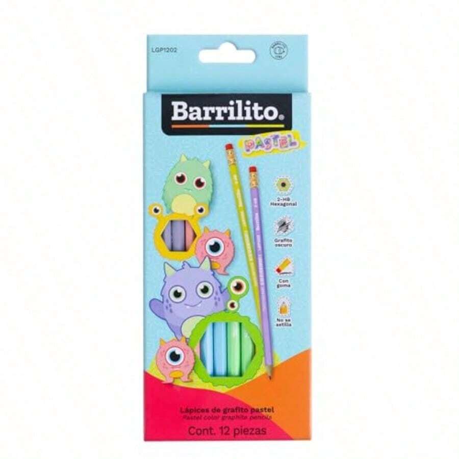 Barrilito Lápiz Hexagonal de grafito Pastel No 2 HB caja 12pz. LGP1202 - Multicolor - Ver 1
