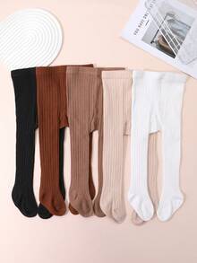 Paquete de 5 piezas de leggings cortos a rayas verticales para niñas, uso versátil para todo tipo de atuendos, adecuado para el uniforme escolar - Multicolor - Ver 13