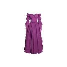 Vestido de disfraz medieval y renacentista, vestidos de época victoriana y regencia para mujeres - Grande / Extra Grande + Color Ciruela - Ver 1