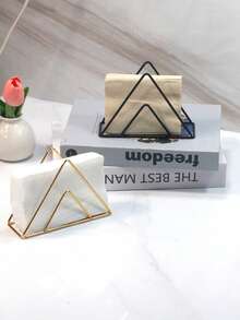 1个三角形金属餐巾架，桌面纸巾盒，简约三角形餐桌装饰餐巾架，厨房纸巾收纳架，节日装饰餐巾架 - 彩色 - 查看 6