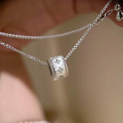 18K Gold Plated Vintage French Kaleidoscope Four-Leaf Clover Zirconia Pendant Necklace For Women