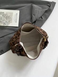 Sac de téléphone imprimé léopard , nouveau sac pour femme de vache mat, sac bandoulière polyvalent rétro haut de gamme en véritab - Café - Voir 7