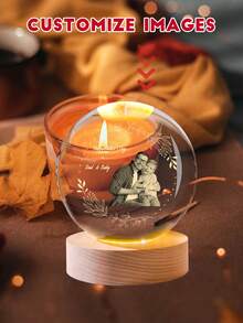 可定制雕刻艺术LED水晶球夜灯，带彩色特效 - 可个性化定制照片和文字，独特的宠物纪念品，适用于卧室和办公室，是圣诞节、万圣节、感恩节的完美之选 - 也是婚礼、朋友和家人的理想礼物，USB供电，家居装饰