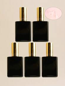 مجموعة من 3/5/10/20 قطعة من زجاجات الرذاذ المسطحة السوداء القابلة لإعادة التعبئة سعة 15 مل، رشاشات محمولة للتونر/العطر، أغطية رشاش باللون الذهبي الوردي/البنفسجي/الوردي، مع قمع وأداة إعادة التعبئة مضمنة - متعدد الألوان - مشاهدة 30