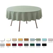 Maxmill Round Textured Tablecloth SpillProof Wrinkle Free Soft Jacquard Table Cloth For Circular Table Cover For Dining Room Buffet Banquet Parties Holiday Dinner 70 Inch Sage Green - 新星鼠尾草 - 查看 3