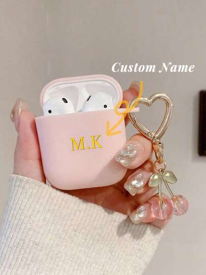 Personalized (With Cherry Heart Hanger) Cherry Bow Headphone Protector Case Compatible With Apple Earphones, 1/2, New Wireless Earphone Cover For 3/Pro/Pro2, Boyfriend/Girlfriend Gift, Customized Letter Name, Back To School, Valentine's Day Gift, Good Birthday Gift, Holiday Gift, Gift For Him/Her, Personalized Gift, Etsy/ Customized Product, Customized Gift For Him/Her, Anniversary/Wedding Gift, Personalized Gift For Dad/Mom