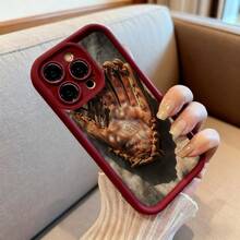 Cubierta de teléfono con diseño de guante de béisbol marrón para iPhone 14 Pro Max resistente al agua y a golpes ideal para deportistas y amantes del béisbol - Burdeos - Ver 6