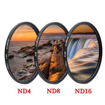 KnightX 三合一 ND4 ND8 ND16 中性密度滤镜，高透光率，减少光线，防止过曝，兼容佳能尼康单反/微单相机，镜头滤镜，适用于摄影和视频拍摄。