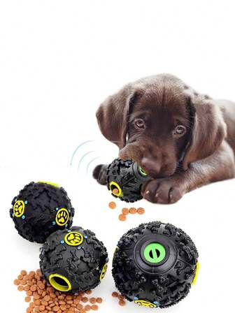 1pc Durable Squeaky Interactive Pet Dog Slow Feeder Ball, Dental Cleaning Chew Toy For Small Dogs