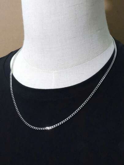 1 pieza de cadena cubana de moda, hay tipos gruesos y delgados, diseño simple y único, estilo hip-hop popular para hombres y mujeres, accesorio de metal de titanio, estilo punk adecuado para uso casual diario