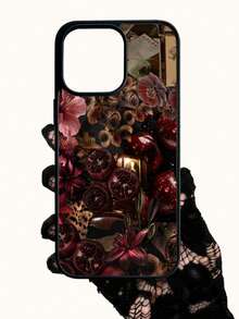 1pc Floral & Leopard Pattern , Magnetic Clear Phone Case , Premium Feel, Never Yellowing, 1800 Gauss Strong Magnet, Shockproof Protection, Holiday Gift For Girlfriend Or Self-Use, Compatible With IPhone 17/16/15/14/13/12/11/XSMAX/XS/X Series& Galaxy S25/S24/S23/S22 Series - 黑色 - 查看 1