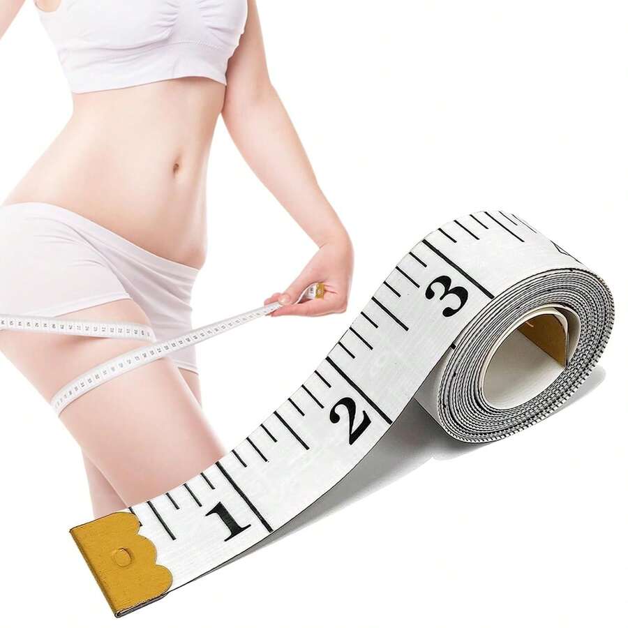 Cintaétrica Corporal Lateral, 150/60 pulgadas Cintaétrica Suave, Cinta Metrica Corporal de Doble Escala para Costura, Hacer Manualidades, Medir el Cuerpo (Blanco) - 1 - Ver 1