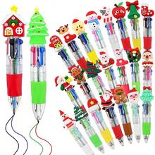 24 Pcs Christmas Multicolor Ballpoint Pens Bulk 4 Colors In 1 Retractable 0.7mm Xmas Fun Cute Writing Pens For Students Holiday Party School Office Supplies - 彩色 - 查看 2