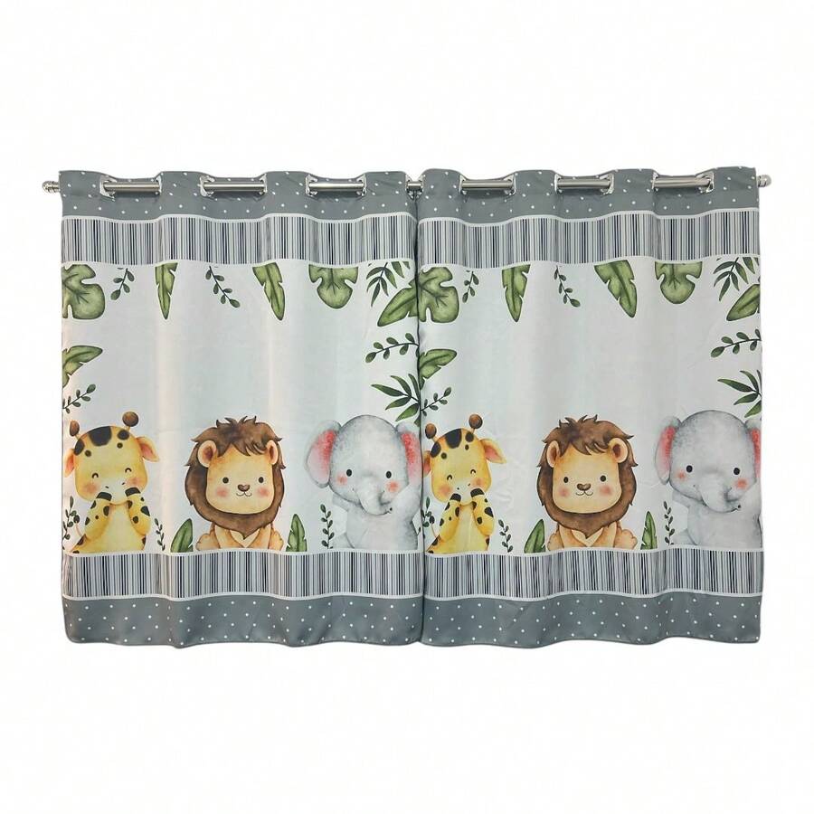 Children's Curtain 2.70 X 1.50 Microfiber 200 Thread Count Sublimated Bedroom Decoration - 狩獵灰 - 查看 1