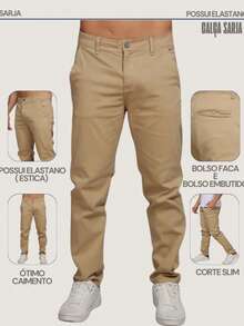 Men's Twill Pants Kit Men's Pants With Lycra Elastane - 灰色 - 米色 - 查看 3