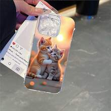 CLEAR  CASE Two Cute Kittens Cuddling At SunsetCompatible With  11 To  17 Models The Cases Lens Protection Function Ensures The Camera Remains Undamaged During Shooting  Guaranteeing Image Quality - Clear - View 7
