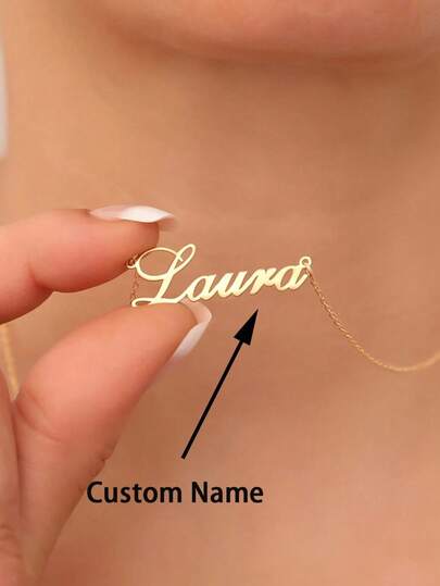 Colier cu nume personalizat, colier cu pandantiv cu nume personalizat, pandantiv personalizabil din oțel inoxidabil cu literă engleză, accesoriu elegant în stil, colier cu pandantiv din oțel inoxidabil placat cu aur de 18K, cadou aniversar, de ziua de naștere, de nuntă, colier unisex, dragoste pentru totdeauna, fără pete