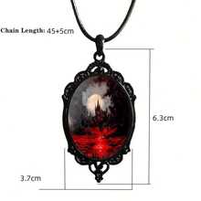 PINK TOWN Gothic Raven Castle Pendant Necklace,Vintage Cameo Glass Pendant Necklace Punk Style Victorian Choker Necklace Goth Raven Cabochon Choker Mystic Witch Halloween Jewelry For Women{Inchcolor_nameinch:InchCastleinch} - 城堡 - 查看 5