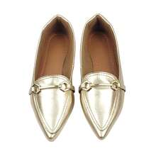 Women's Loafers With Pointed Toe - Original Shoes - Gold - View 3