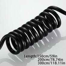 1.5m, 2m, 3 Meters Black Telephone Cord, Toilet Companion Flushing Shower Booster Cleaning Spray Gun Spring Water Hose, Retractable Soft Tube - Black - View 3