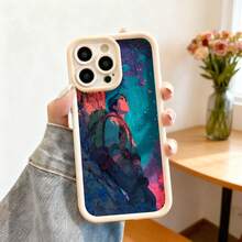 Cubierta de teléfono con diseño de personaje de aventura en bosque mágico color azul y rojo para uso diario y viajes - Café integral - Ver 4
