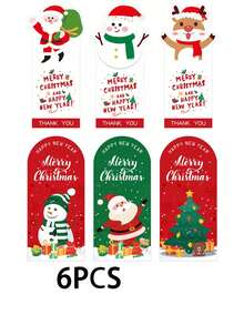 60pcs Self-Adhesive Holiday Stickers, Rectangular Christmas Stickers, Gift Box Seals, Christmas Gift Wrapping Decorations, Includes Santa Claus, Merry Christmas - For Gift Wrapping, Greeting Cards, Party Decorations - Random Mixed, No Cutting Required, Seasonal Themed, 6pcs