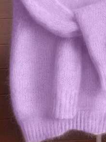 Women's Mohair Sweater - French Raglan Sleeve, Relaxed Fit, Soft & Comfortable, Suitable For Autumn/Winter, Great Christmas/Birthday Gift - Lavender - View 4