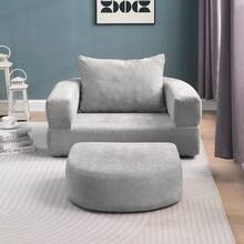 Folding Compressed Mattress, Convertible Sofa Bed With Detachable Arms, All-In-One Portable Floor Sofa Bed, No Assembly Required And Non-Slip. - LIGHT GRAY + Chenille + 1 Seat + Primary Living Space - View 6