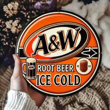 Vintage A&W Root Soda Aluminum Wall Sign - 7.8" Round Retro Decor With Mug & Root Imagery, Perfect For Home, Kitchen, Office, Bathroom & Outdoor Wall Art, Soda Accessories - 彩色 - 查看 3