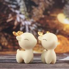 1-Piece Mini Christmas Reindeer Statue, European And American Style Imitation Jade Deer Resin Statue, Indoor Christmas Decoration, Suitable For Fireplaces, Party Tables, Shelf Decorations - Multicolor - View 6