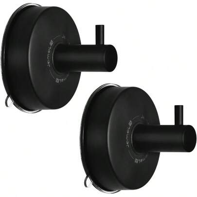 Suction Cup Shower Hooks For Hanging Towel Suction Hook For Inside Shower Stainless Steel Coat Hooks Wall Mounted Kitchen Utensil Stainless Steel Matte Black 2PCS
