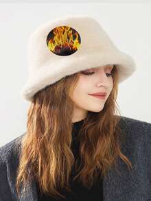 Classic Autumn/Winter New Solid Color Faux Sherpa Fluffy Hat, Women's Cute Bear Ear Cartoon Outdoor Stylish Warm Thick Baseball Cap, Casual, Party, Street, Polyester Embroidery Decor, Suitable For All Seasons