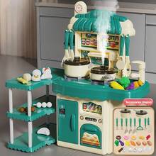 儿童厨房炉灶玩具套装 - 女孩角色扮演切菜烹饪厨房用具配件，男孩模拟烹饪套装，礼品