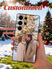 1pc Customizable Black Liquid Phone Case For Couple/Family Photo, Shock-Resistant, Compatible With IPhone 17, 16, 15, 14, 13 And 12 Pro Max Plus, 17Plus, 17Pro, 17ProMax, 17 Air, Suitable As Christmas, Halloween, Anniversary, Valentine's Day, Birthday, Wedding Gift - Black - View 1