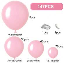 147 Pieces (1 Set) Maca Pink Party Decoration Balloons Of Different Sizes, Balloon Garland Arch Set, Unique Exploding Star Shaped Balloons, DIY Balloon Tree, Balloon Arch, Birthday, Wedding, Valentine's Day, Holiday Party Decoration, Christmas And New Year Decoration, Wedding Balloon Bouquet, Balloon Set - Multicolor - View 2
